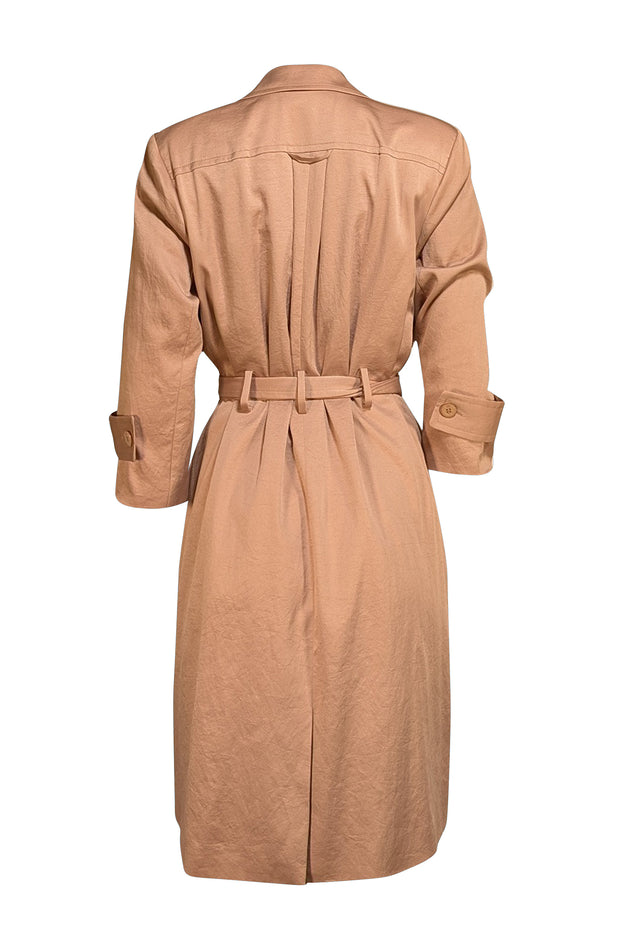 Halston Heritage - Khaki Satin Midi Trench Coat Sz L