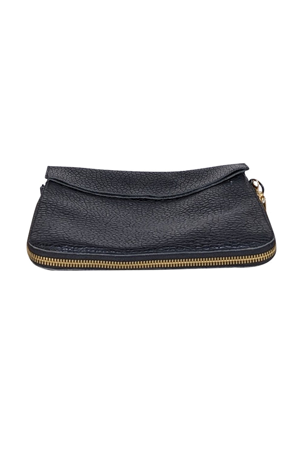 Ampersand As Apostrophe - Black Leather Fold Over Crossbody Bag - Current Boutique