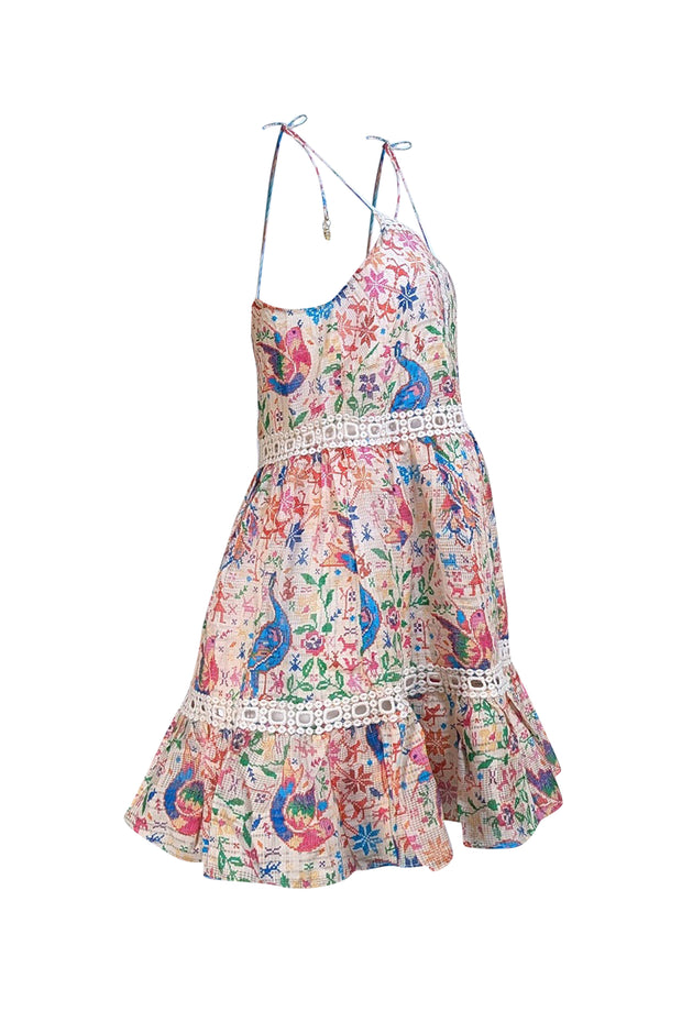 Zimmermann - Cream & Multi Color Print Sleeveless Dress Sz 6 - Current Boutique