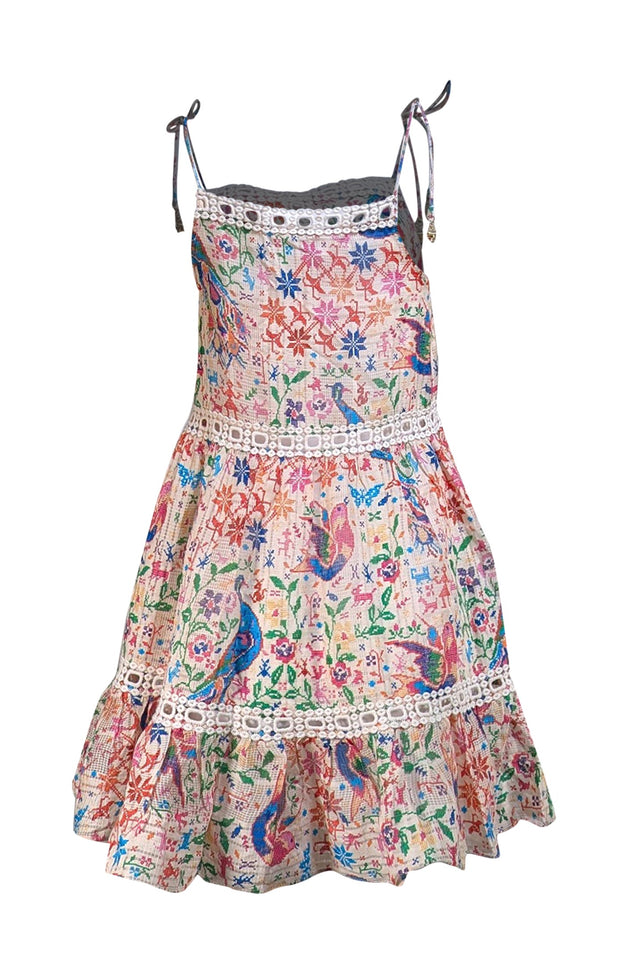 Zimmermann - Cream & Multi Color Print Sleeveless Dress Sz 6 - Current Boutique