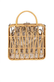 Kayu - Beige Wicker Square Crossbody Bag - Current Boutique