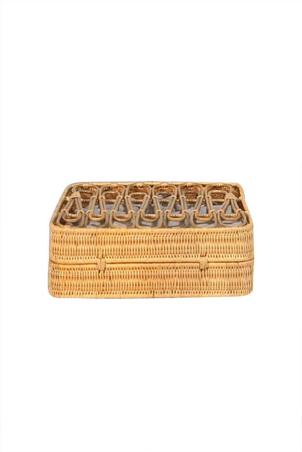 Kayu - Beige Wicker Square Crossbody Bag - Current Boutique