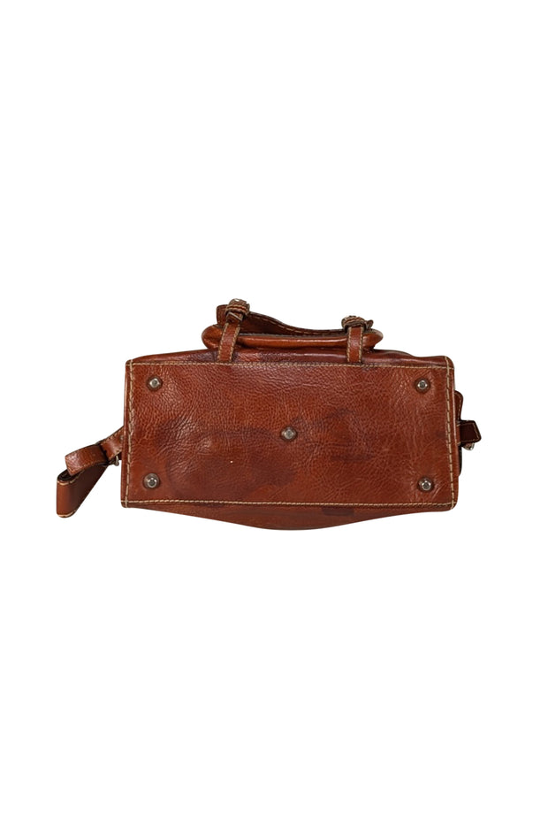 Chloe - Cognac Leather Buckle Detail Handbag - Current Boutique