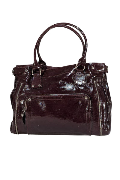 Longchamp - Maroon Patent Leather Tote Bag