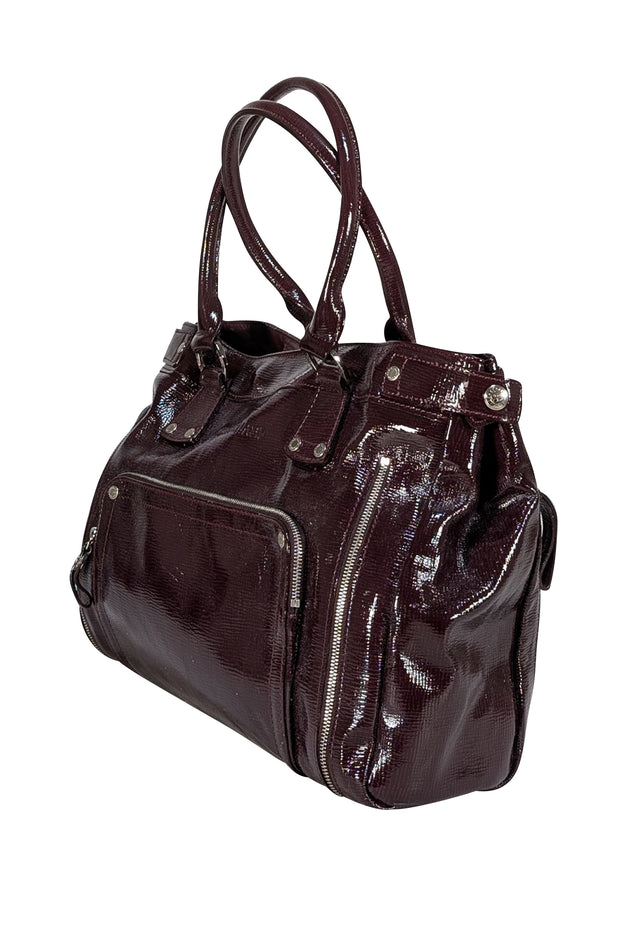 Longchamp - Maroon Patent Leather Tote Bag
