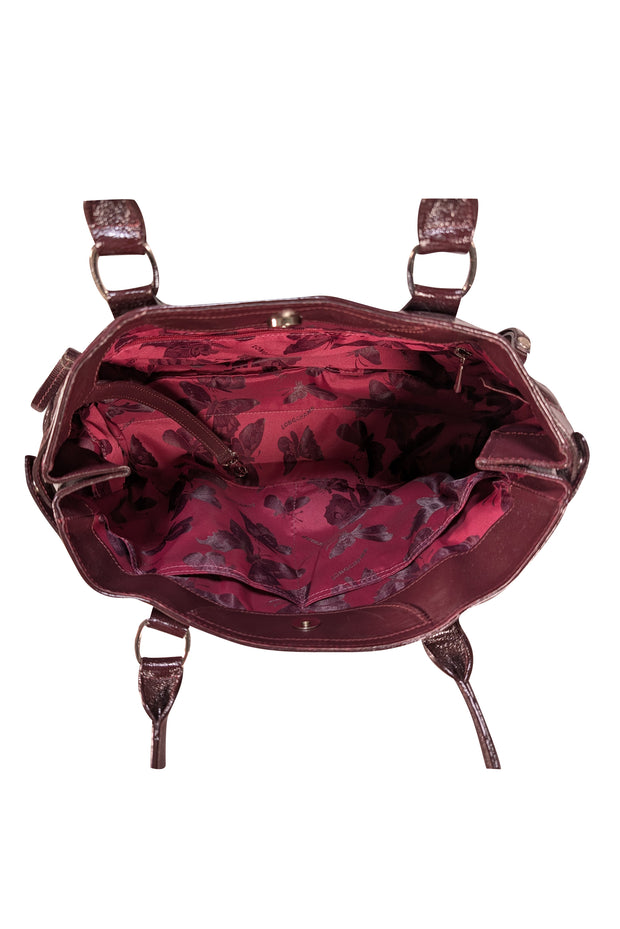 Longchamp - Maroon Patent Leather Tote Bag