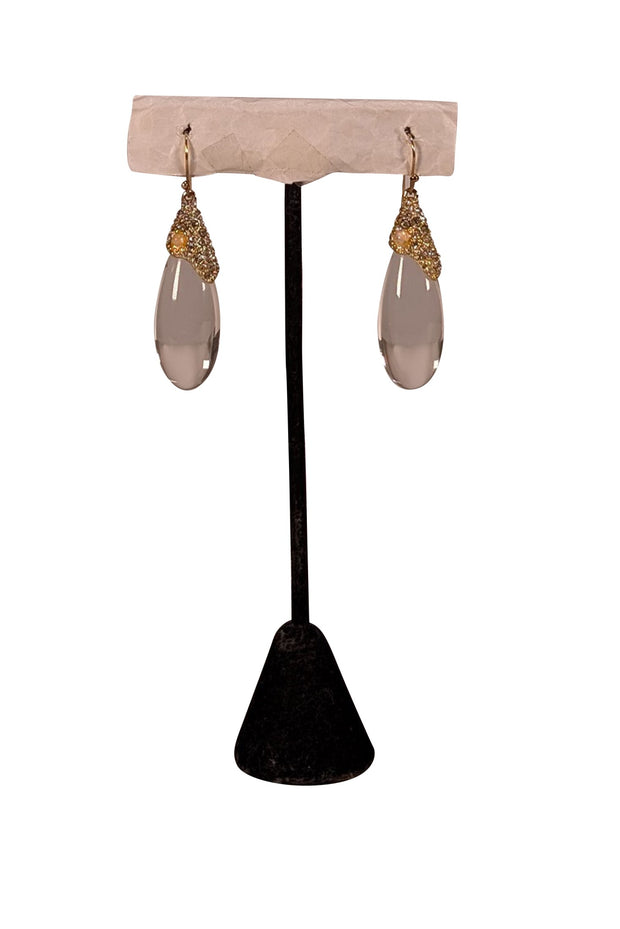 Alexis Bittar - Glass Teardrop Dangle Earrings w/ Gold Detail - Current Boutique