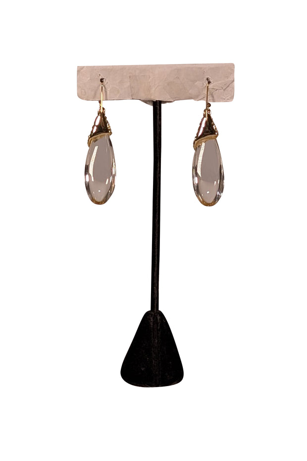 Alexis Bittar - Glass Teardrop Dangle Earrings w/ Gold Detail - Current Boutique