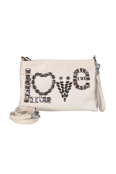Jonathan Adler - Ivory Leather Rhinestone "Love" Bag