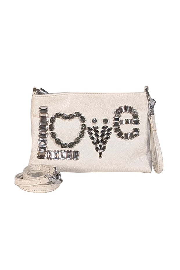 Jonathan Adler - Ivory Leather Rhinestone "Love" Bag