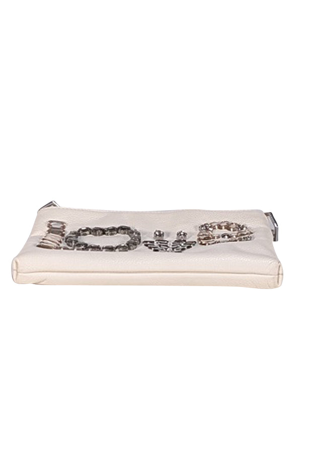 Jonathan Adler - Ivory Leather Rhinestone "Love" Bag