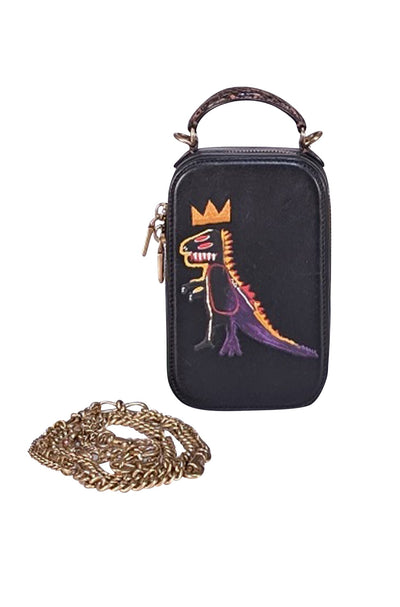 Coach - Black Leather Jean Michel Baquiat Alie Camera Bag w/ Snakeskin Detail