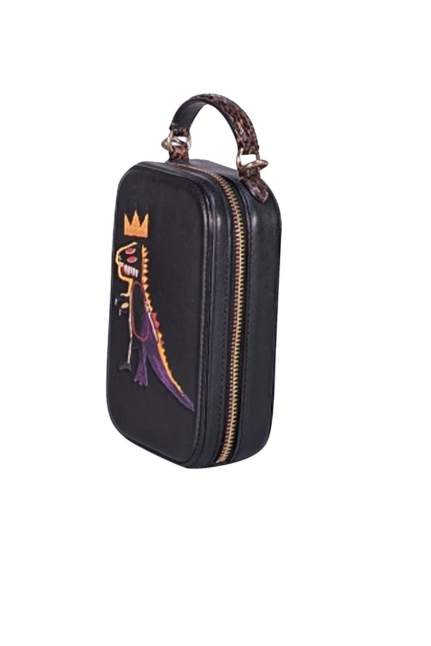 Coach - Black Leather Jean Michel Baquiat Alie Camera Bag w/ Snakeskin Detail