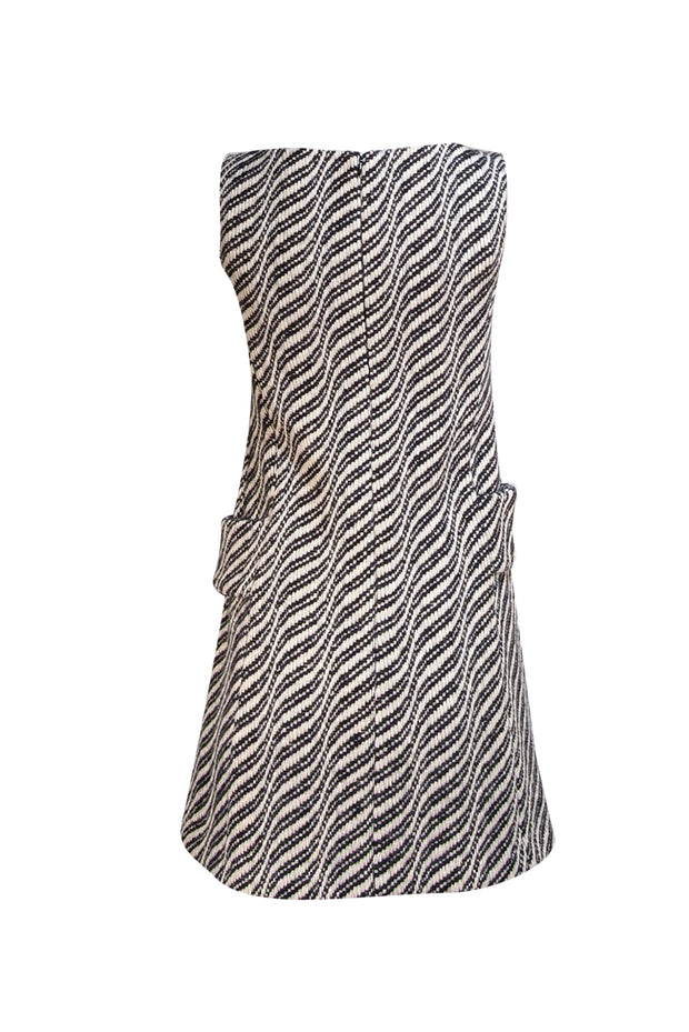 Milly - Ivory w/ Black Stripes Wool Mini Dress Sz 2 - Current Boutique