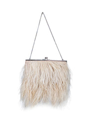 Moyna - Beige Feather Detail Clutch Bag