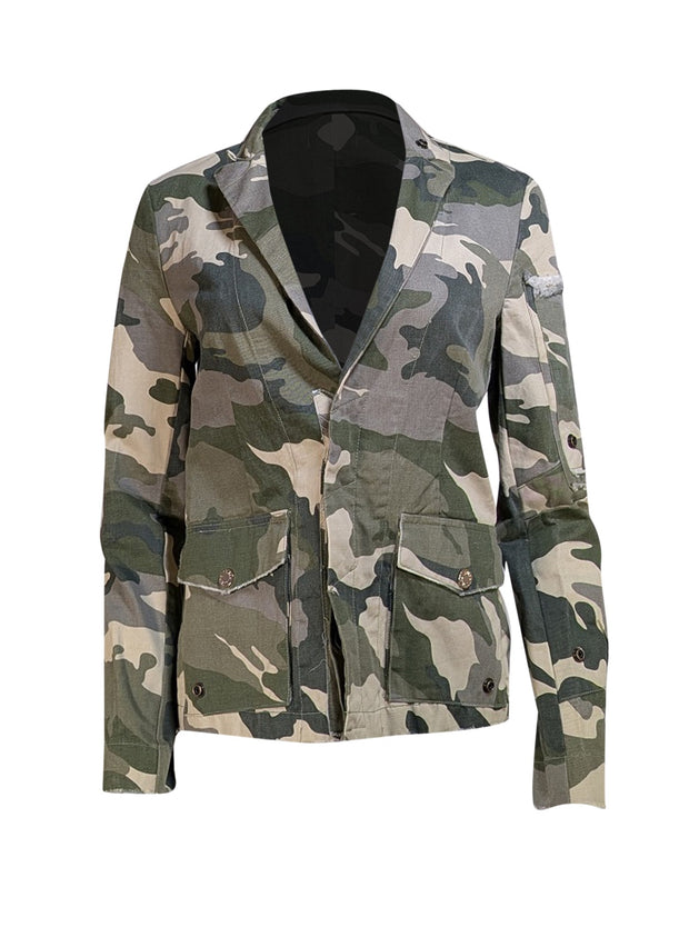 Zadig & Voltaire - Olive Green Camouflage Print Blazer Sz L