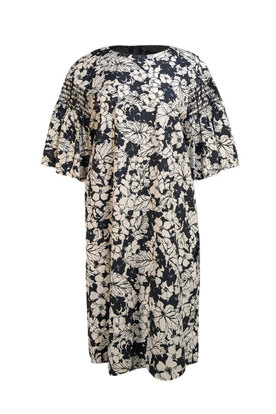 Weekend Max Mara - Black & Ivory Floral Dress Sz 10 - Current Boutique