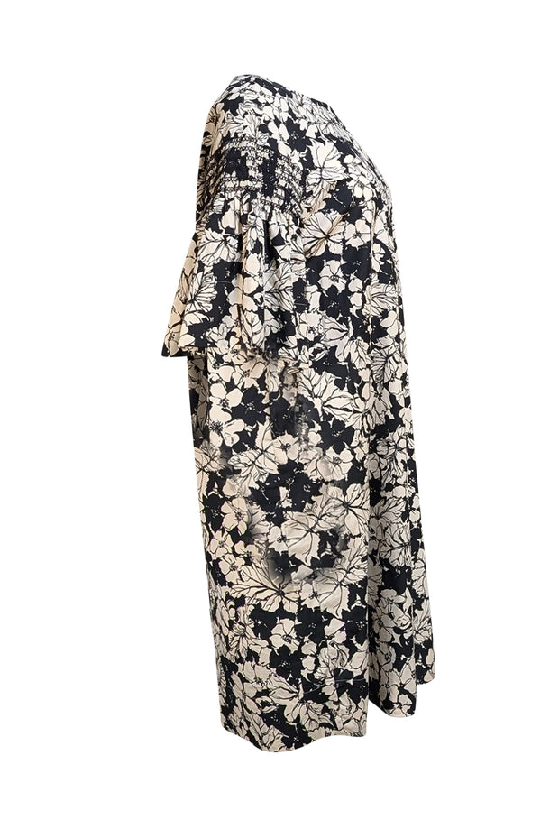 Weekend Max Mara - Black & Ivory Floral Dress Sz 10 - Current Boutique