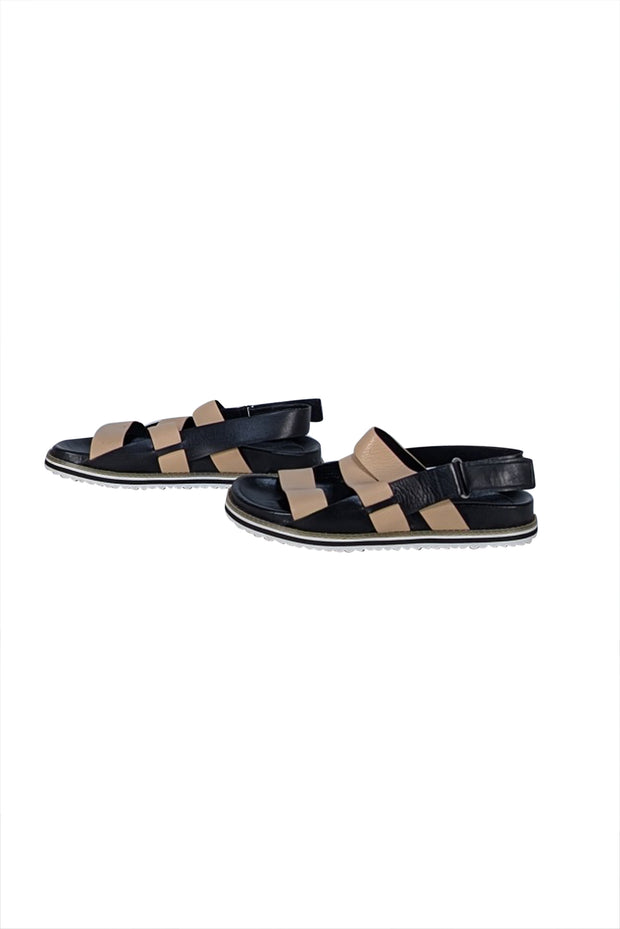 Whistles - Beige & Black Strappy Sandals Sz 8 - Current Boutique