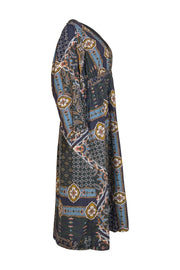 Cara Cara - Dark Green, Navy, Mustard Yellow Print Maxi Dress Sz XL