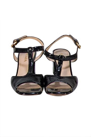 Prada - Black Patent Leather Open Toe Strappy Sandals Sz 8