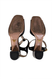 Prada - Black Patent Leather Open Toe Strappy Sandals Sz 8