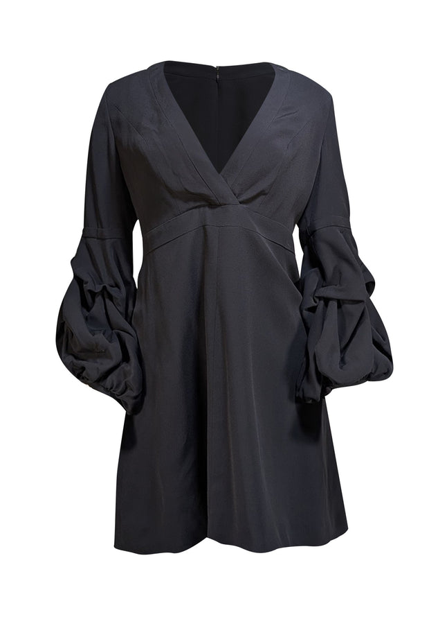 Alexis - Black Long Gathered Sleeve Mini "Fia" Sz XL - Current Boutique
