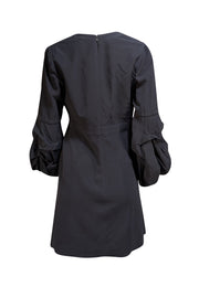 Alexis - Black Long Gathered Sleeve Mini "Fia" Sz XL - Current Boutique