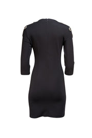 Pierre Balmain - Black Embellished Shoulder Dress Sz 2 - Current Boutique