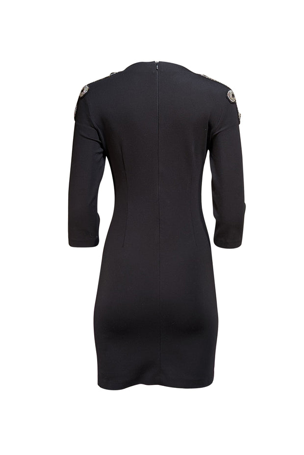 Pierre Balmain - Black Embellished Shoulder Dress Sz 2 - Current Boutique
