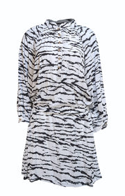 Melissa Odabash - White & Black Tiger Print Belted Long Sleeve "Amy" Dress Sz L - Current Boutique