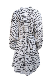 Melissa Odabash - White & Black Tiger Print Belted Long Sleeve "Amy" Dress Sz L - Current Boutique