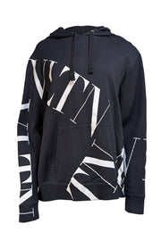 Valentino - Black & White Logo Sweatshirt Sz XL - Current Boutique