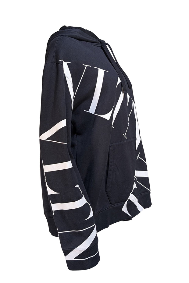 Valentino - Black & White Logo Sweatshirt Sz XL - Current Boutique
