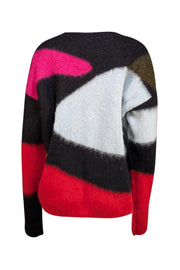 Diane von Furstenberg - Black Multi Abstract Print Sweater Sz M - Current Boutique