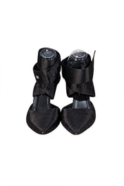 Chanel - Black Satin Wrap Around Strappy Heels Sz 9 - Current Boutique