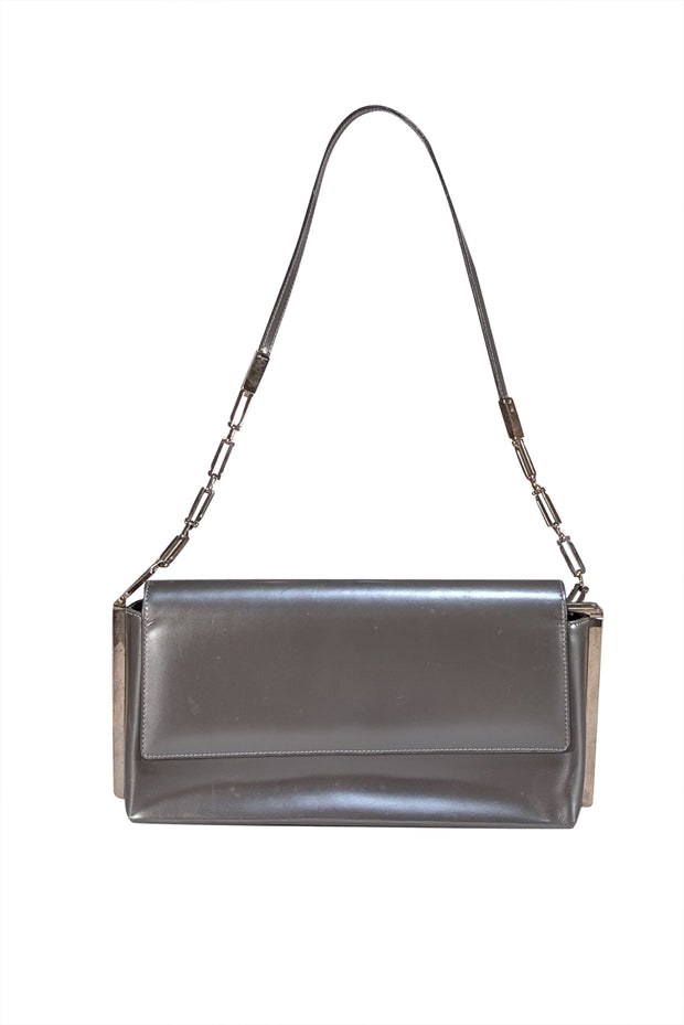 Ferragamo - Silver Leather Shoulder Bag - Current Boutique