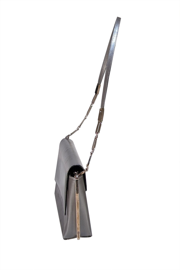 Ferragamo - Silver Leather Shoulder Bag - Current Boutique