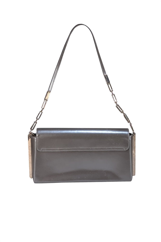 Ferragamo - Silver Leather Shoulder Bag - Current Boutique
