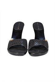 Louis Vuitton - Black Woven Upper Open Toe Mule Pumps Sz 9