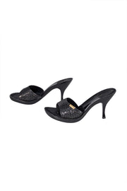 Louis Vuitton - Black Woven Upper Open Toe Mule Pumps Sz 9