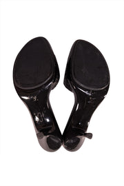 Louis Vuitton - Black Woven Upper Open Toe Mule Pumps Sz 9