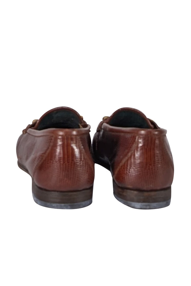 Gucci - Brown Textured Leather Loafers Sz 7.5 - Current Boutique