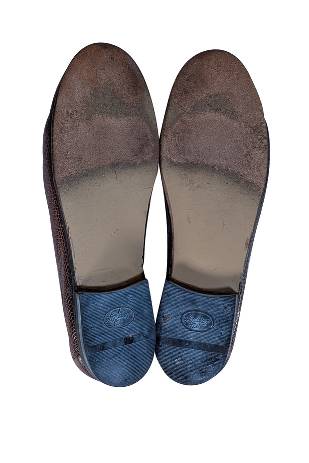Gucci - Brown Textured Leather Loafers Sz 7.5 - Current Boutique