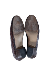 Gucci - Brown Croc Embossed Leather Low Heel Loafers Sz 7.5 - Current Boutique