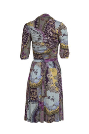 Etro - Blue, Green, & Purple Floral Drop Waist Dress Sz 6 - Current Boutique