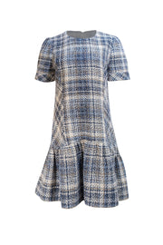 Shoshanna - Blue, Navy, White, & Beige Tweed Short Sleeve Dress Sz 12
