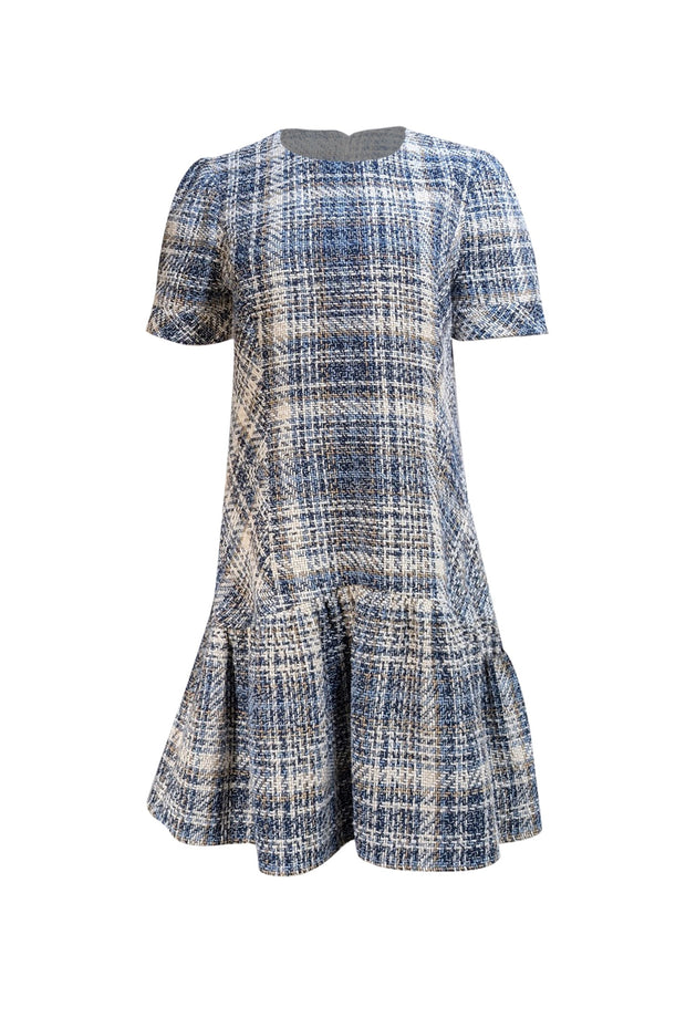 Shoshanna - Blue, Navy, White, & Beige Tweed Short Sleeve Dress Sz 12