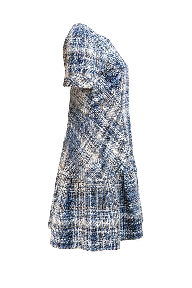 Shoshanna - Blue, Navy, White, & Beige Tweed Short Sleeve Dress Sz 12
