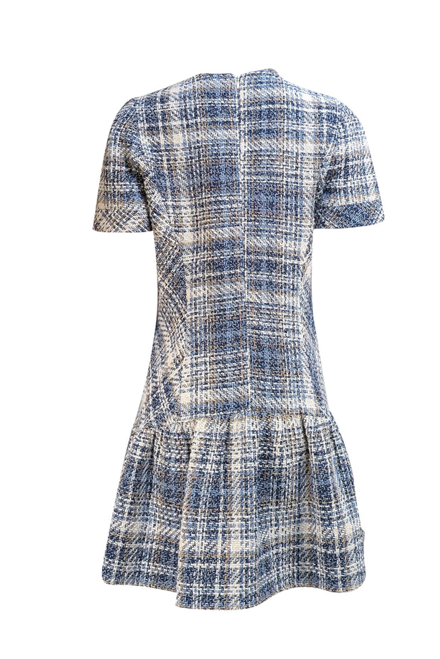 Shoshanna - Blue, Navy, White, & Beige Tweed Short Sleeve Dress Sz 12